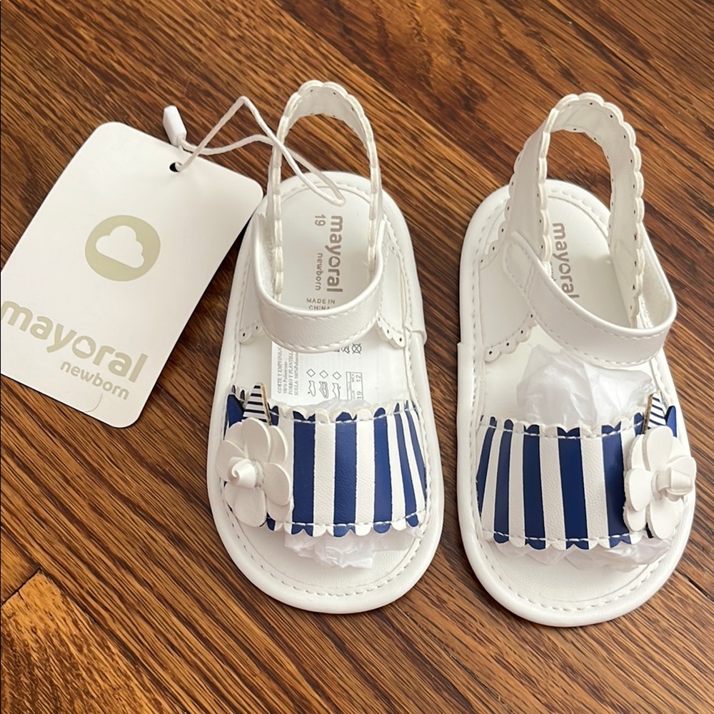 Mayoral White and Blue Nautical Sandals